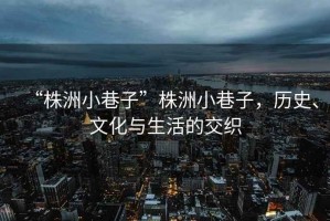 “株洲小巷子”株洲小巷子，歷史、文化與生活的交織
