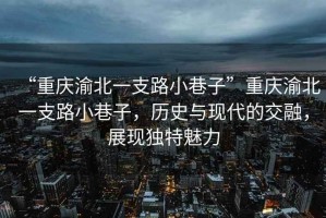 “重慶渝北一支路小巷子”重慶渝北一支路小巷子，歷史與現(xiàn)代的交融，展現(xiàn)獨特魅力