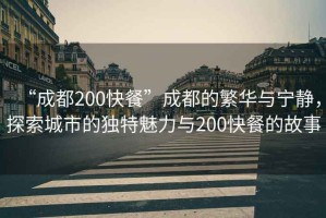 “成都200快餐”成都的繁華與寧靜，探索城市的獨特魅力與200快餐的故事