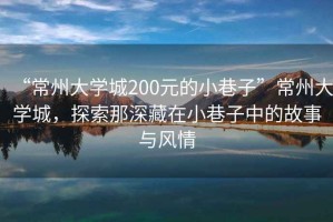 “常州大學(xué)城200元的小巷子”常州大學(xué)城，探索那深藏在小巷子中的故事與風(fēng)情