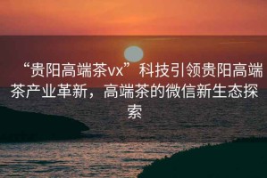 “貴陽高端茶vx”科技引領(lǐng)貴陽高端茶產(chǎn)業(yè)革新，高端茶的微信新生態(tài)探索