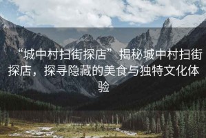 “城中村掃街探店”揭秘城中村掃街探店，探尋隱藏的美食與獨特文化體驗