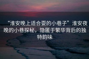 “淮安晚上適合耍的小巷子”淮安夜晚的小巷探秘，隱匿于繁華背后的獨特韻味