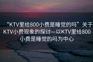 “KTV里給800小費是睡覺的嗎”關于KTV小費現(xiàn)象的探討—以KTV里給800小費是睡覺的嗎為中心