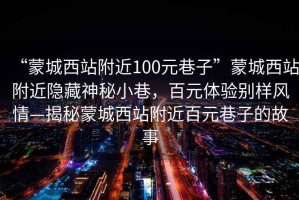 “蒙城西站附近100元巷子”蒙城西站附近隱藏神秘小巷，百元體驗(yàn)別樣風(fēng)情—揭秘蒙城西站附近百元巷子的故事