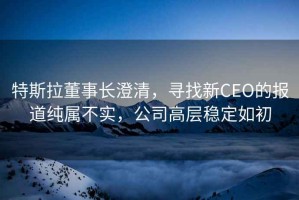 特斯拉董事長澄清，尋找新CEO的報道純屬不實，公司高層穩(wěn)定如初