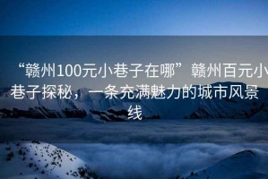 “贛州100元小巷子在哪”贛州百元小巷子探秘，一條充滿魅力的城市風(fēng)景線