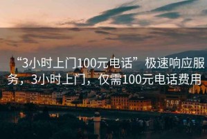 “3小時上門100元電話”極速響應服務，3小時上門，僅需100元電話費用