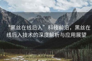 “黑絲在線后入”科技前沿，黑絲在線后入技術(shù)的深度解析與應(yīng)用展望