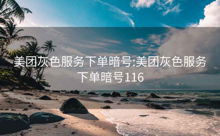 美團(tuán)灰色服務(wù)下單暗號:美團(tuán)灰色服務(wù)下單暗號116