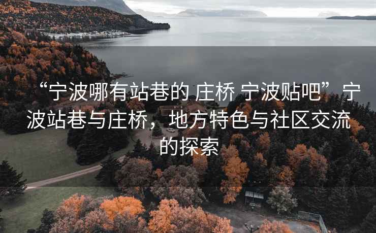 “寧波哪有站巷的 莊橋 寧波貼吧”寧波站巷與莊橋，地方特色與社區(qū)交流的探索