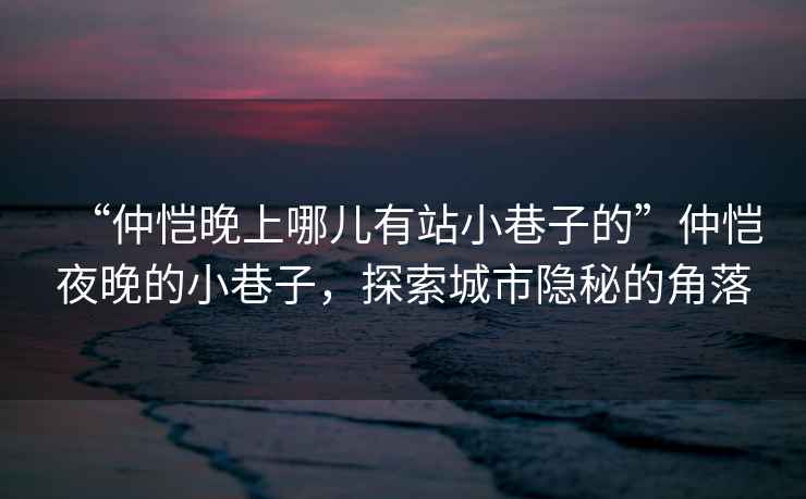 “仲愷晚上哪兒有站小巷子的”仲愷夜晚的小巷子，探索城市隱秘的角落