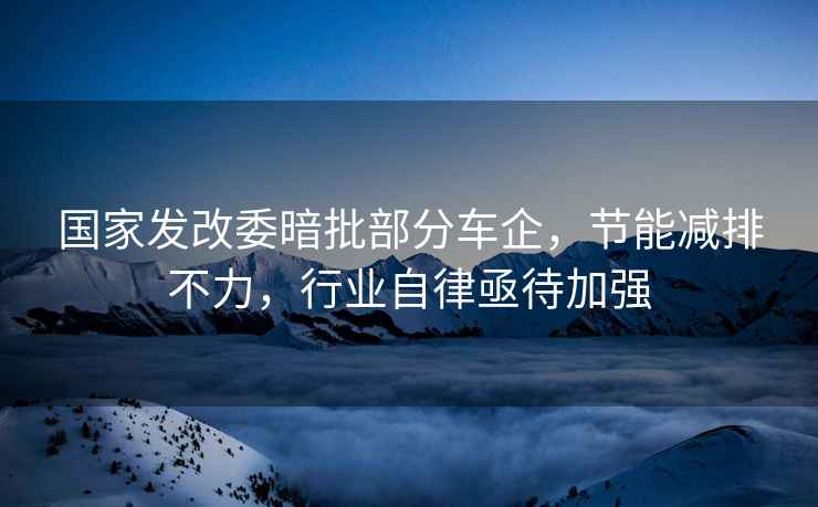 國家發(fā)改委暗批部分車企，節(jié)能減排不力，行業(yè)自律亟待加強