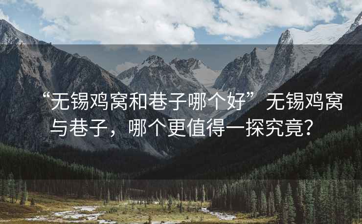 “無錫雞窩和巷子哪個(gè)好”無錫雞窩與巷子，哪個(gè)更值得一探究竟？