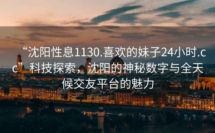 “沈陽性息1130.喜歡的妹子24小時.cc”科技探索，沈陽的神秘數(shù)字與全天候交友平臺的魅力
