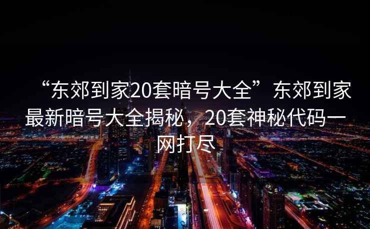 “東郊到家20套暗號大全”東郊到家最新暗號大全揭秘，20套神秘代碼一網(wǎng)打盡