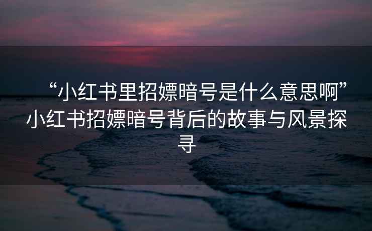 “小紅書里招嫖暗號是什么意思啊”小紅書招嫖暗號背后的故事與風景探尋