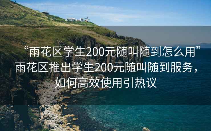“雨花區(qū)學生200元隨叫隨到怎么用”雨花區(qū)推出學生200元隨叫隨到服務(wù)，如何高效使用引熱議