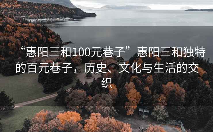 “惠陽三和100元巷子”惠陽三和獨特的百元巷子，歷史、文化與生活的交織