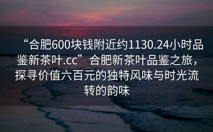 “合肥600塊錢附近約1130.24小時品鑒新茶葉.cc”合肥新茶葉品鑒之旅，探尋價值六百元的獨特風味與時光流轉的韻味