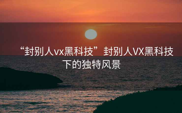 “封別人vx黑科技”封別人VX黑科技下的獨特風(fēng)景
