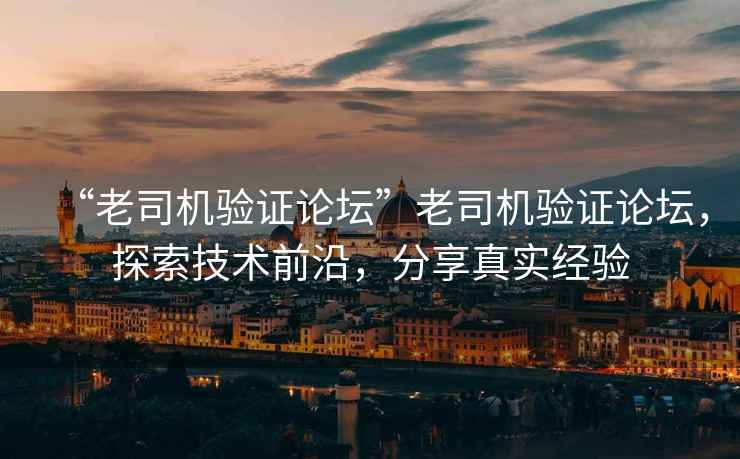 “老司機(jī)驗(yàn)證論壇”老司機(jī)驗(yàn)證論壇，探索技術(shù)前沿，分享真實(shí)經(jīng)驗(yàn)