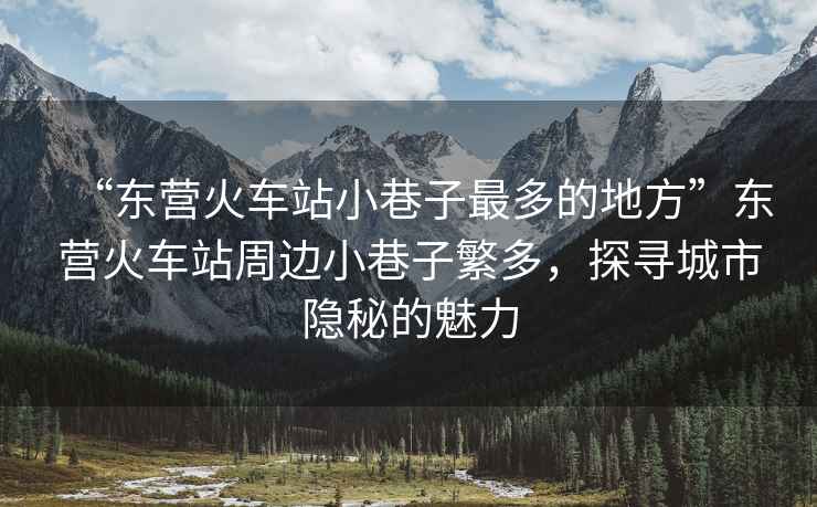 “東營火車站小巷子最多的地方”東營火車站周邊小巷子繁多，探尋城市隱秘的魅力