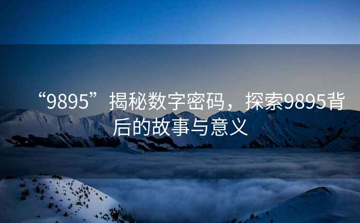 “9895”揭秘?cái)?shù)字密碼，探索9895背后的故事與意義