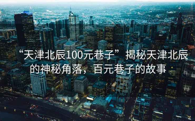 “天津北辰100元巷子”揭秘天津北辰的神秘角落，百元巷子的故事