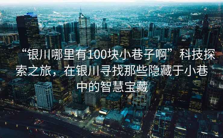 “銀川哪里有100塊小巷子啊”科技探索之旅，在銀川尋找那些隱藏于小巷中的智慧寶藏