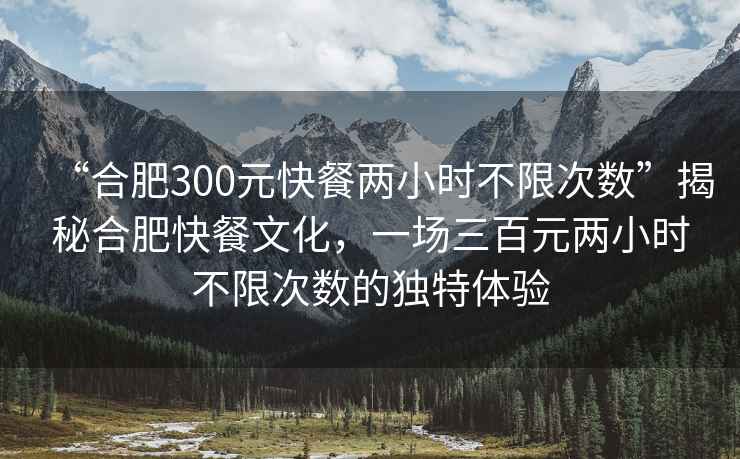 “合肥300元快餐兩小時(shí)不限次數(shù)”揭秘合肥快餐文化，一場(chǎng)三百元兩小時(shí)不限次數(shù)的獨(dú)特體驗(yàn)
