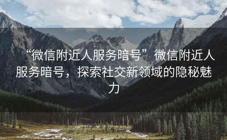 “微信附近人服務(wù)暗號”微信附近人服務(wù)暗號，探索社交新領(lǐng)域的隱秘魅力