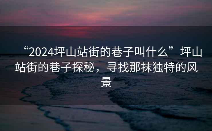 “2024坪山站街的巷子叫什么”坪山站街的巷子探秘，尋找那抹獨(dú)特的風(fēng)景