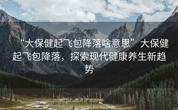 “大保健起飛包降落啥意思”大保健起飛包降落，探索現(xiàn)代健康養(yǎng)生新趨勢