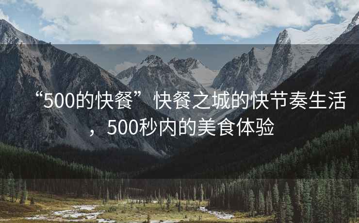“500的快餐”快餐之城的快節(jié)奏生活，500秒內(nèi)的美食體驗