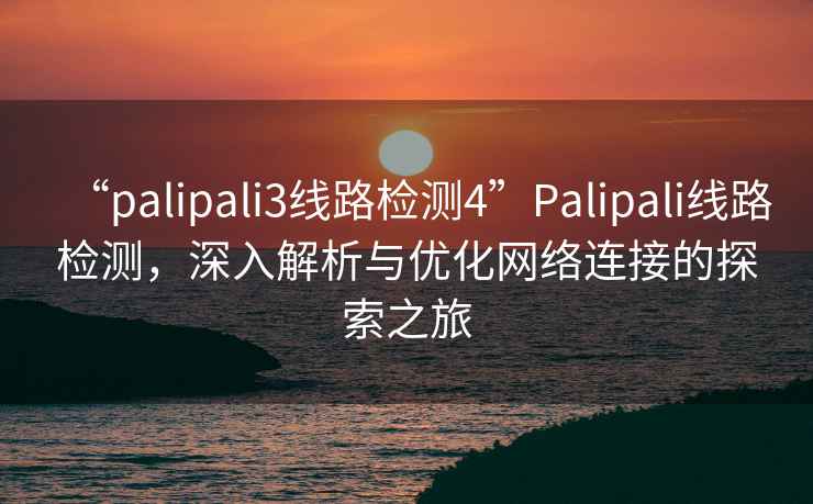 “palipali3線路檢測4”Palipali線路檢測，深入解析與優(yōu)化網(wǎng)絡連接的探索之旅