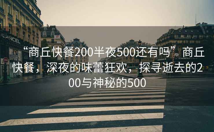 “商丘快餐200半夜500還有嗎”商丘快餐，深夜的味蕾狂歡，探尋逝去的200與神秘的500