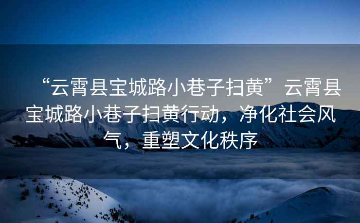 “云霄縣寶城路小巷子掃黃”云霄縣寶城路小巷子掃黃行動(dòng)，凈化社會(huì)風(fēng)氣，重塑文化秩序