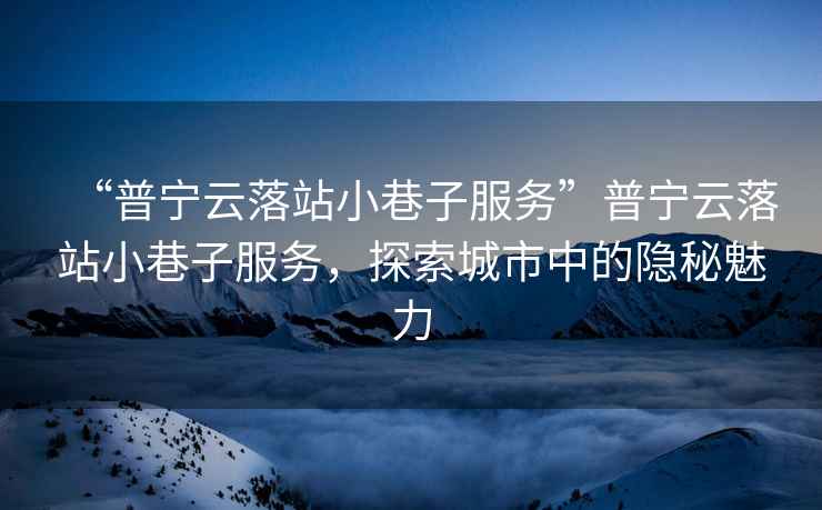 “普寧云落站小巷子服務(wù)”普寧云落站小巷子服務(wù)，探索城市中的隱秘魅力