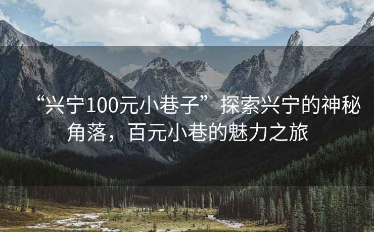 “興寧100元小巷子”探索興寧的神秘角落，百元小巷的魅力之旅
