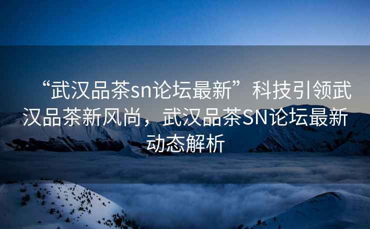 “武漢品茶sn論壇最新”科技引領(lǐng)武漢品茶新風(fēng)尚，武漢品茶SN論壇最新動態(tài)解析