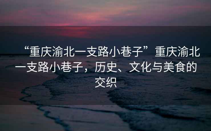 “重慶渝北一支路小巷子”重慶渝北一支路小巷子，歷史、文化與美食的交織