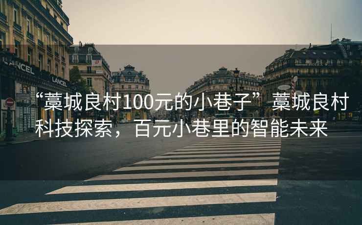 “藁城良村100元的小巷子”藁城良村科技探索，百元小巷里的智能未來