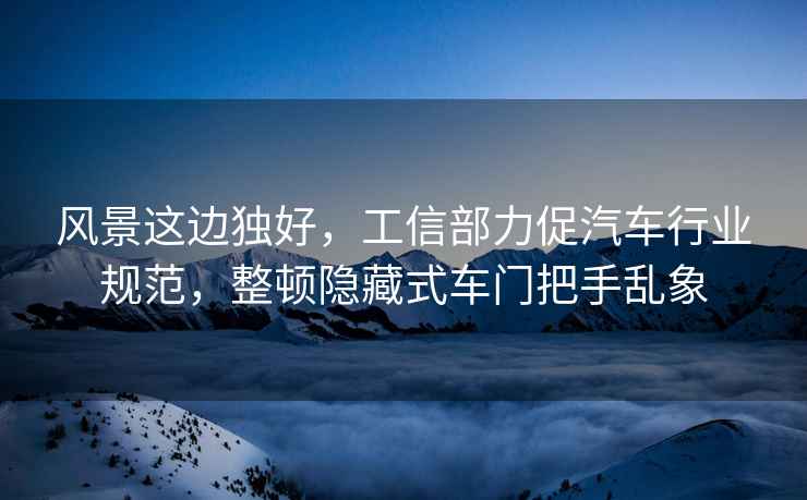 風(fēng)景這邊獨(dú)好，工信部力促汽車行業(yè)規(guī)范，整頓隱藏式車門把手亂象