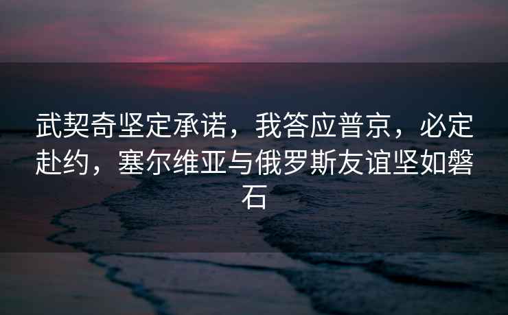 武契奇堅定承諾，我答應普京，必定赴約，塞爾維亞與俄羅斯友誼堅如磐石