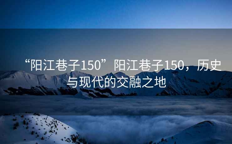 “陽(yáng)江巷子150”陽(yáng)江巷子150，歷史與現(xiàn)代的交融之地