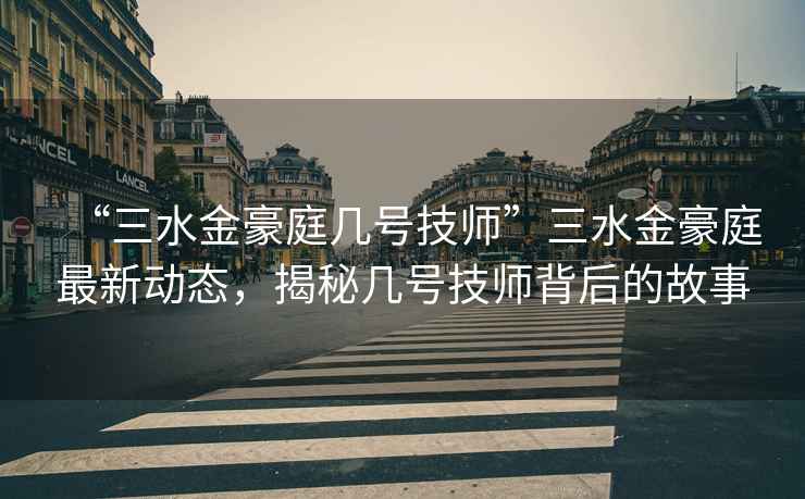 “三水金豪庭幾號技師”三水金豪庭最新動態(tài)，揭秘幾號技師背后的故事