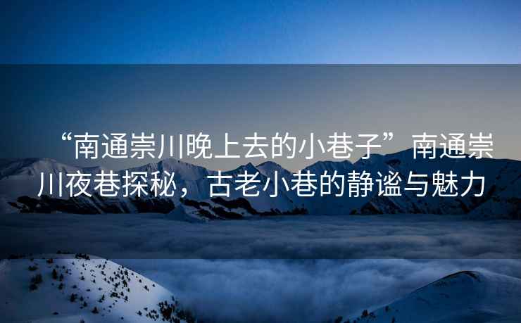 “南通崇川晚上去的小巷子”南通崇川夜巷探秘，古老小巷的靜謐與魅力