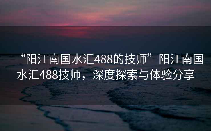 “陽江南國水匯488的技師”陽江南國水匯488技師，深度探索與體驗分享