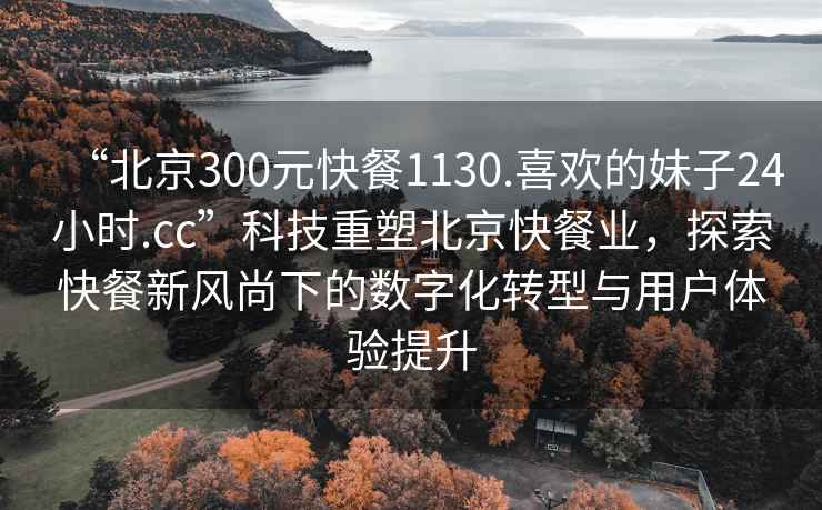 “北京300元快餐1130.喜歡的妹子24小時(shí).cc”科技重塑北京快餐業(yè)，探索快餐新風(fēng)尚下的數(shù)字化轉(zhuǎn)型與用戶體驗(yàn)提升